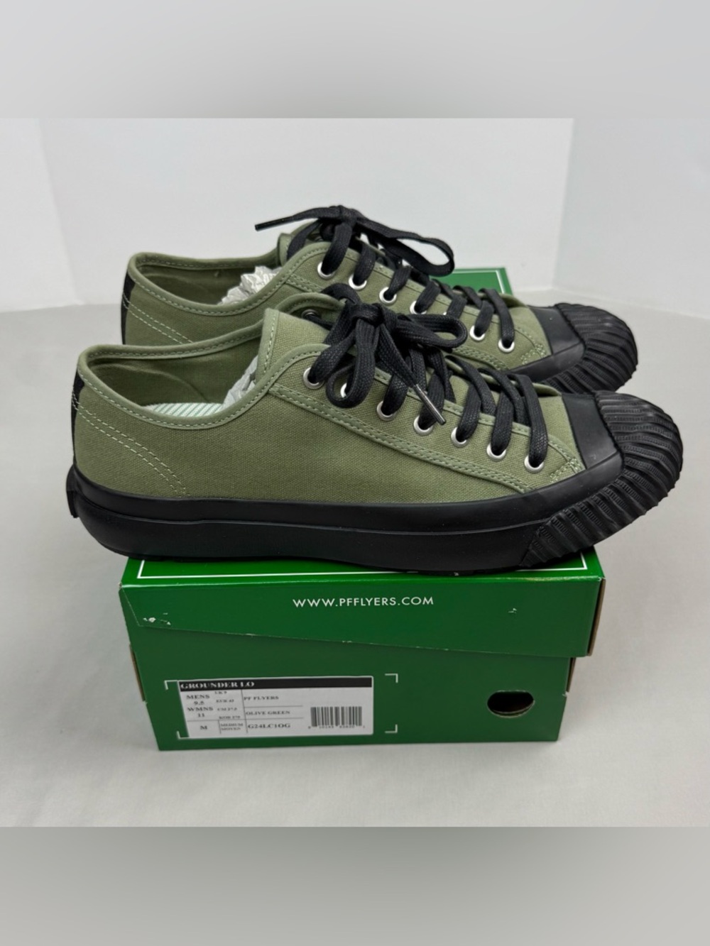 PF Flyers Grounder Lo Mens Shoes US 9.5 Olive Green/Black Low Top